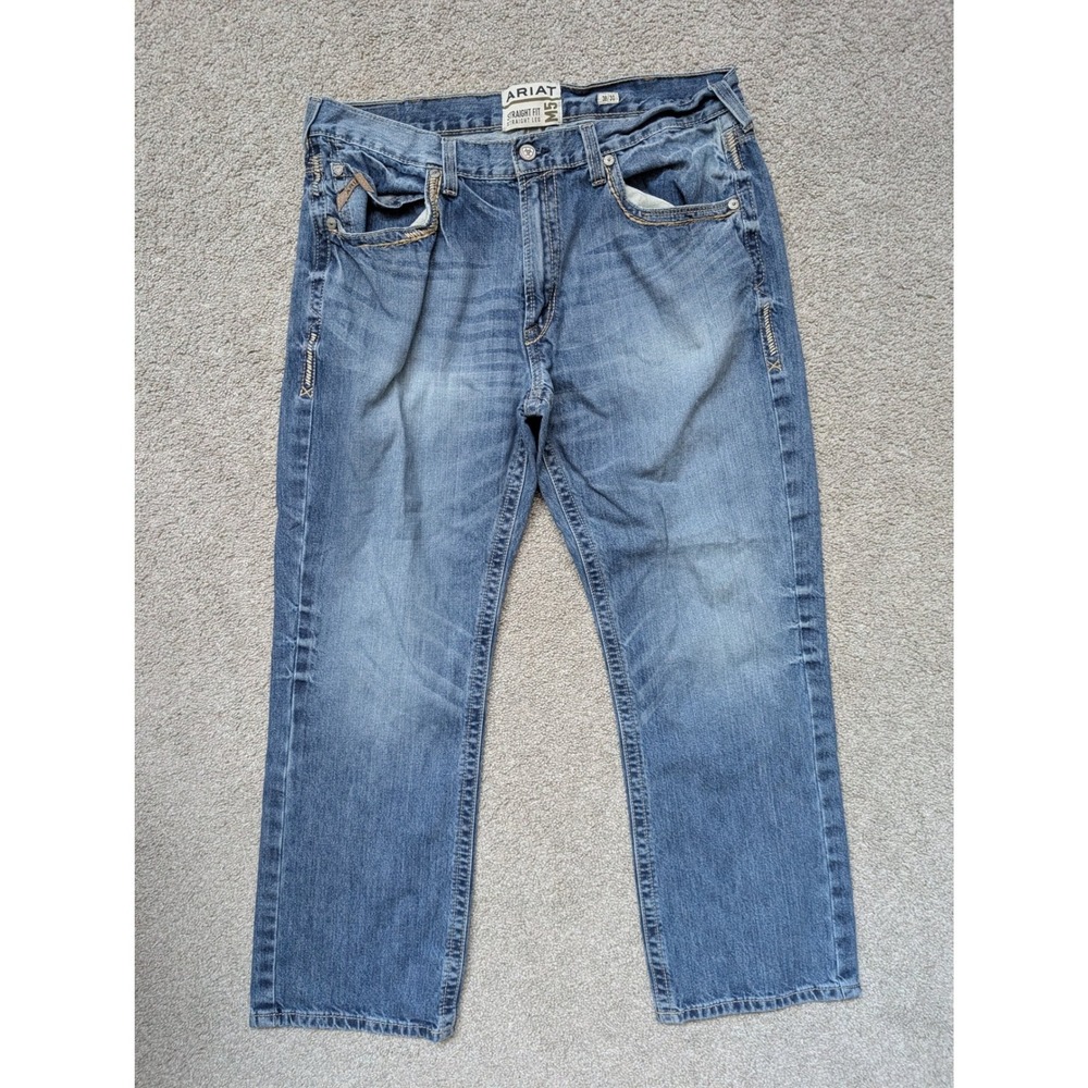 Ariat M5 Straight Fit Jeans Mens 38x30 Denim Blue Medium Wash Western Workwear